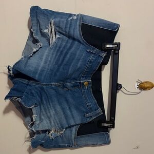 Maternity Distressed Blue Midi Denim Shorts